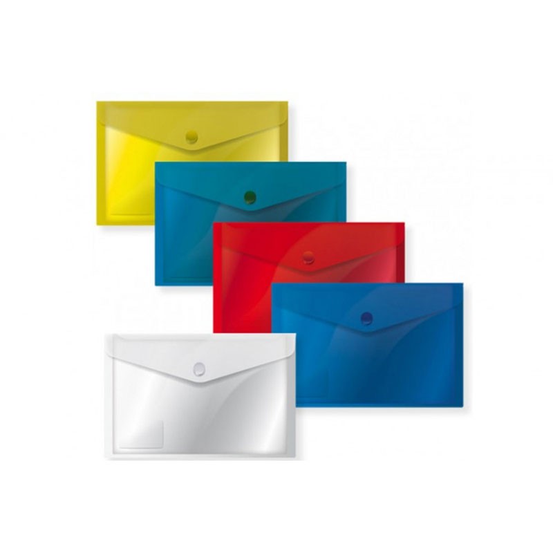 BUSTA C/BOTTONE A5 CONFEZIONE DA 5 PZ ASSORTITE