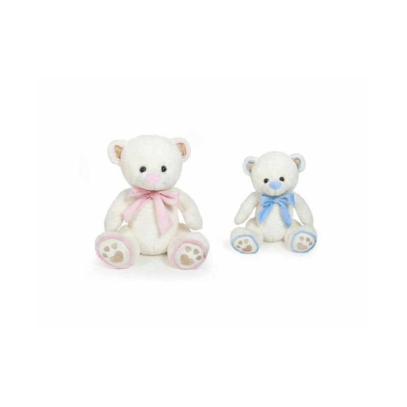 ORSO PANNA H.25 CM FIOCCO ROSA/AZZURRO