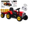 TRATTORE ELETTRICO 12 VOLT CON LUCI E SUONI ROSSO CM 137X50X52 CON TELECOMANDO