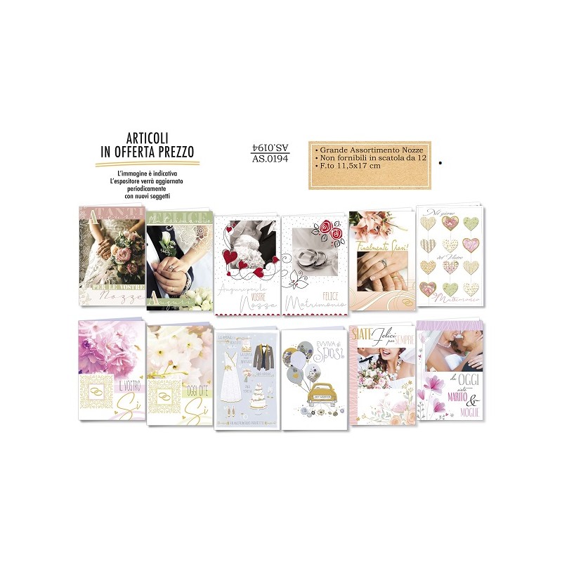 BIGLIETTI PROMO GRANDE ASSORTIMENTO NOZZE (acquistabili multipli da 24 pz assortiti)