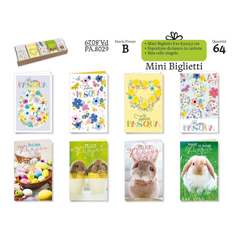 ASSORTIMENTO MINI BIGLIETTI PASQUA (CF DA 64 PZ)