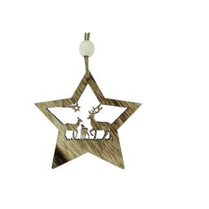 STELLA LEGNO CM.12*12 CERVO STELLA GLITTER