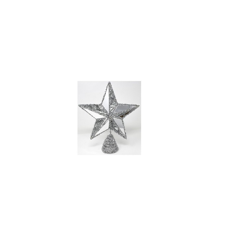 PUNTALE FERRO CM.25x6x33 GLITTER ARGENTO STELLA