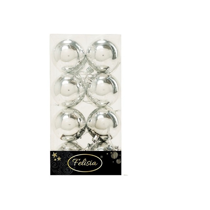 Sfere In Plastica Argento Lucide Ø 6cm- 16pz