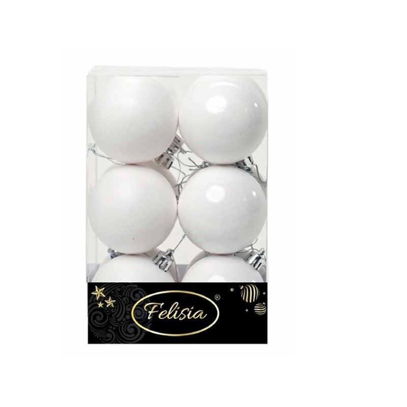 Sfere In Plastica Bianche Ass.te Lucide Opache Ø 6cm - 12pz