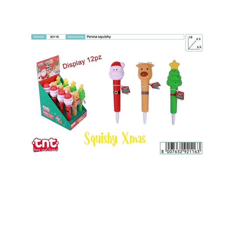  TnT SQUISHY XMAS PENS - Penna Squishy Disp 12pz