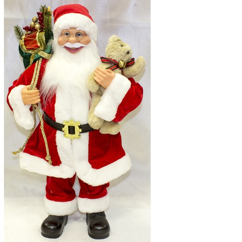 BABBO NATALE ROSSO CM.60 C/SACCO DONI