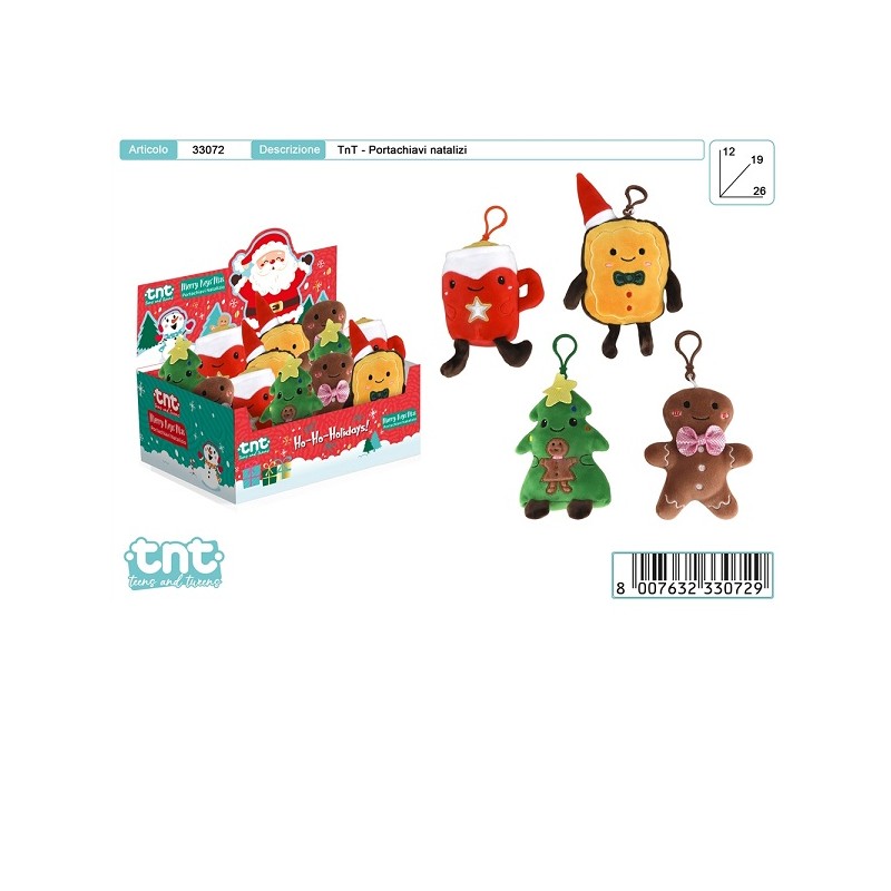 TnT MERRY KEYS'MAS - Portachiavi Peluche xmas Disp 12pz