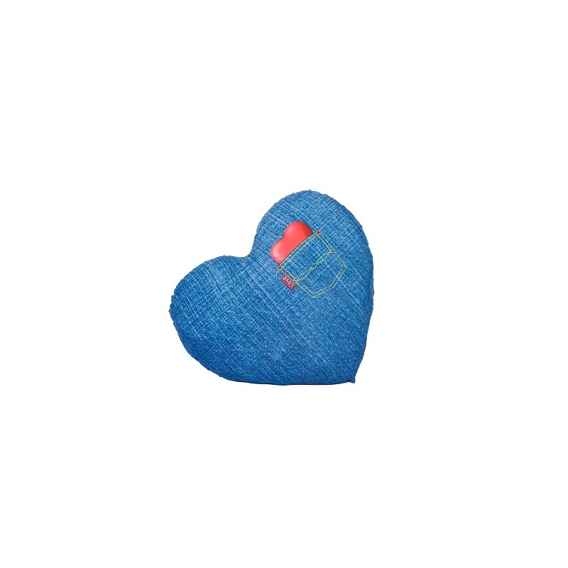 SV CUSCINO CUORE 40CM TESSUTO STAMPA JEANS