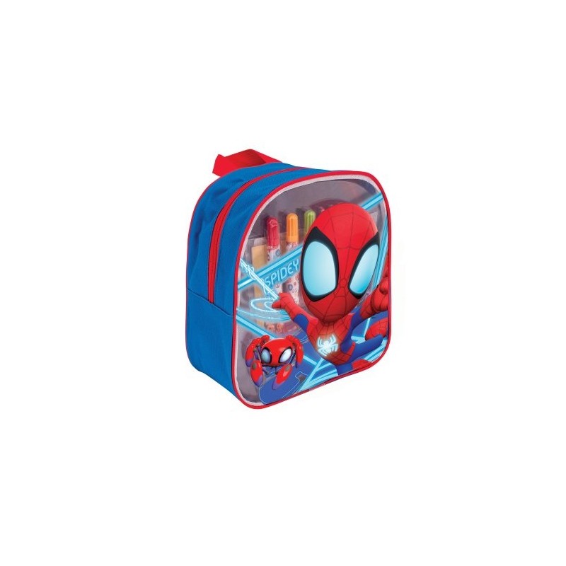 ZAINETTO TRASPARENTE SPIDEY CON COLORI E ACCESSORI