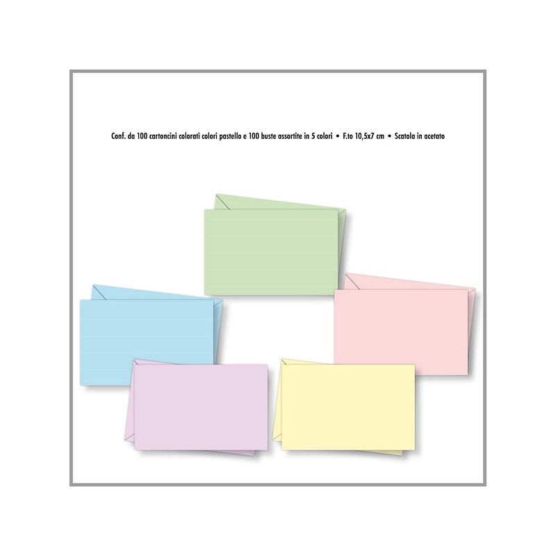 Assortimento cartoncini colorati f.to 4 (7 x 10,5) 5 colori pastello (100pz)