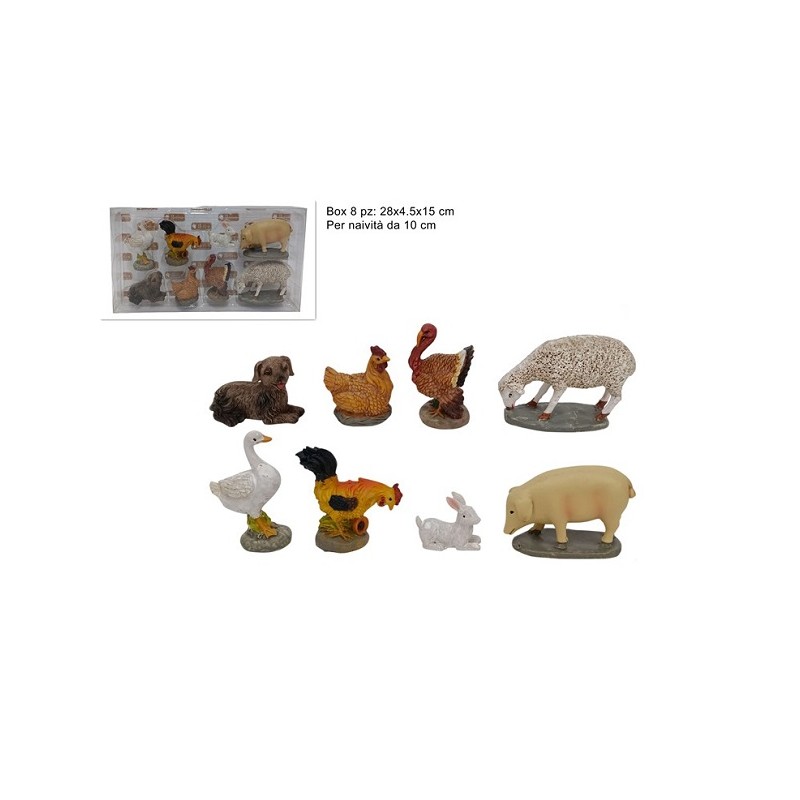 ANIMALI 8PZ NATIVITA' CM.10 PVC
